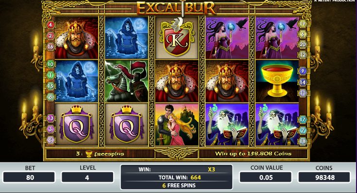 Play Excalibur Slot - Free Spins Feature