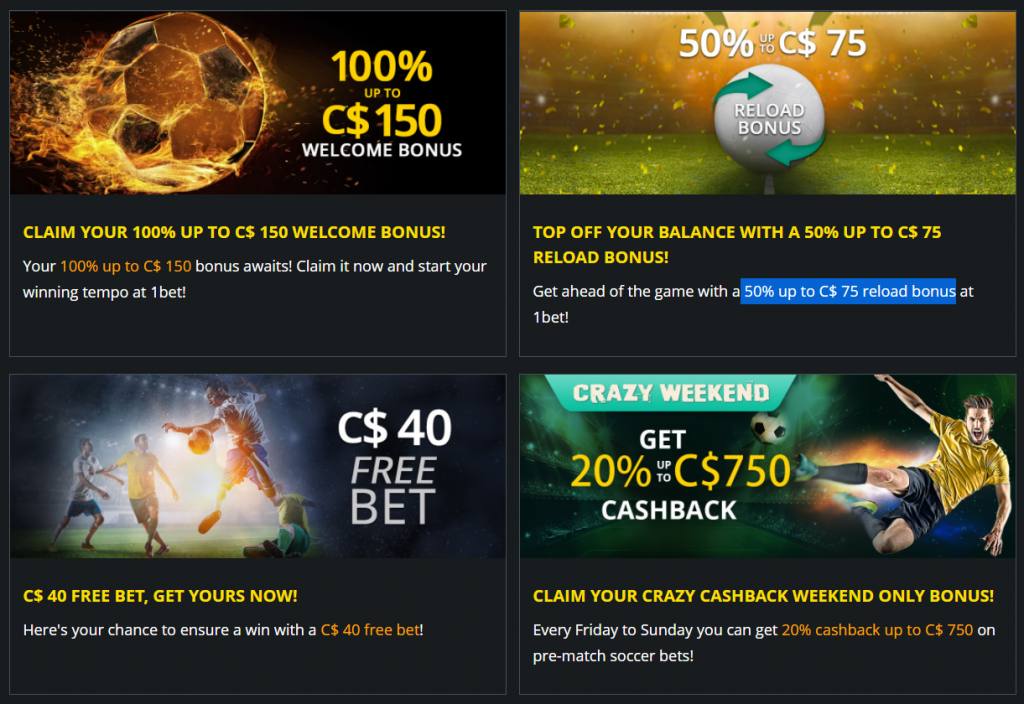 Sports Promotions at 1Bet Casino