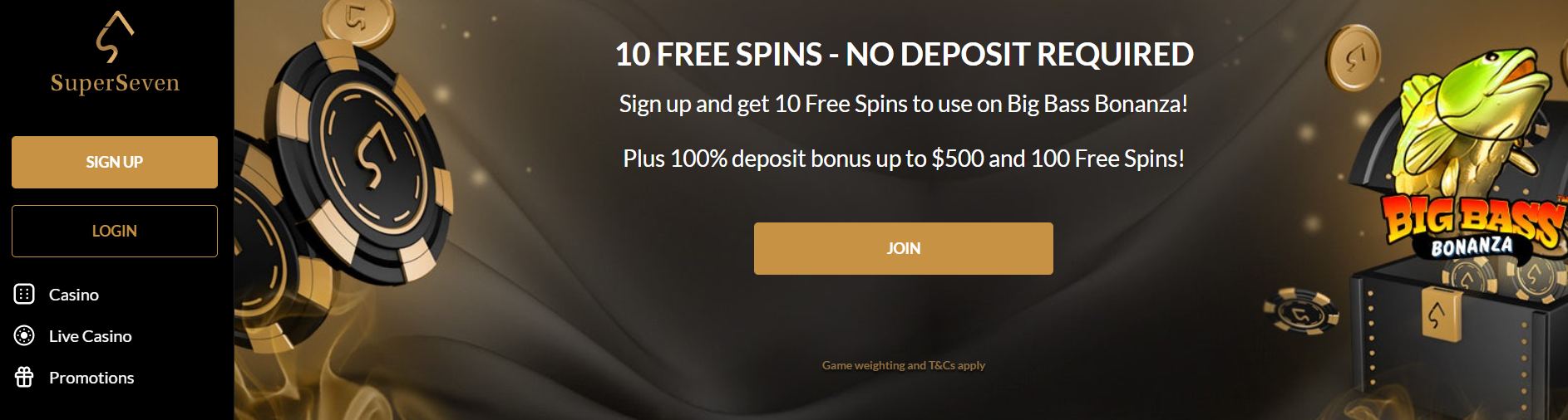 SuperSeven 10 Free Spins - No Deposit