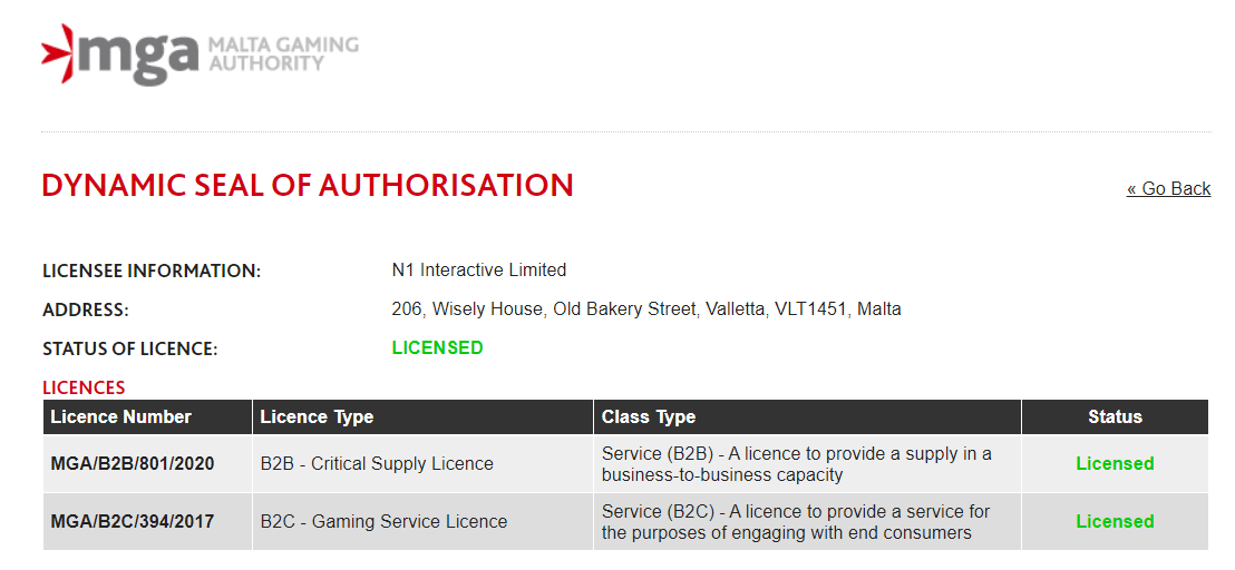 Malta Gaming Authority License