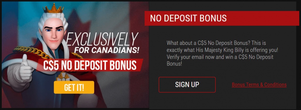 No Deposit Bonus - King Billy