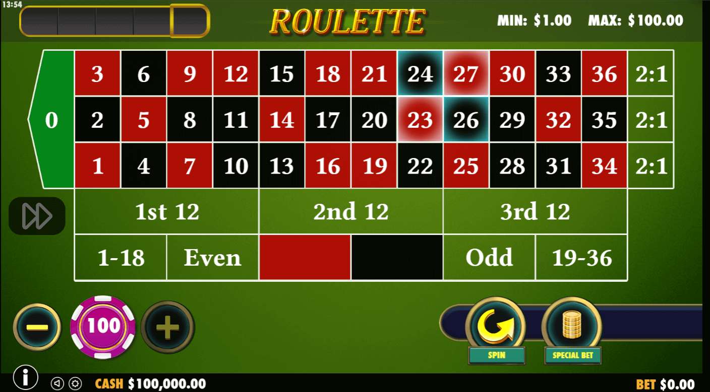 Roulette online - place your bets 