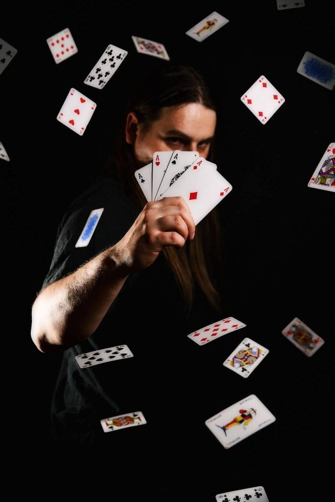 Poker Player with cards