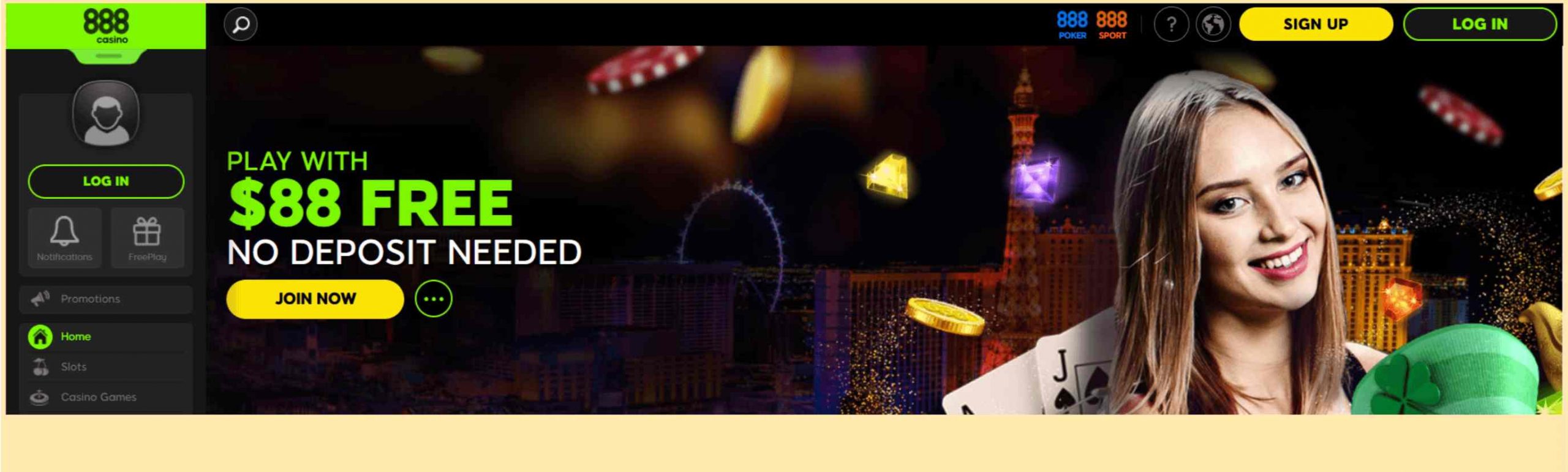 888 Casino - No Deposit Bonus Required