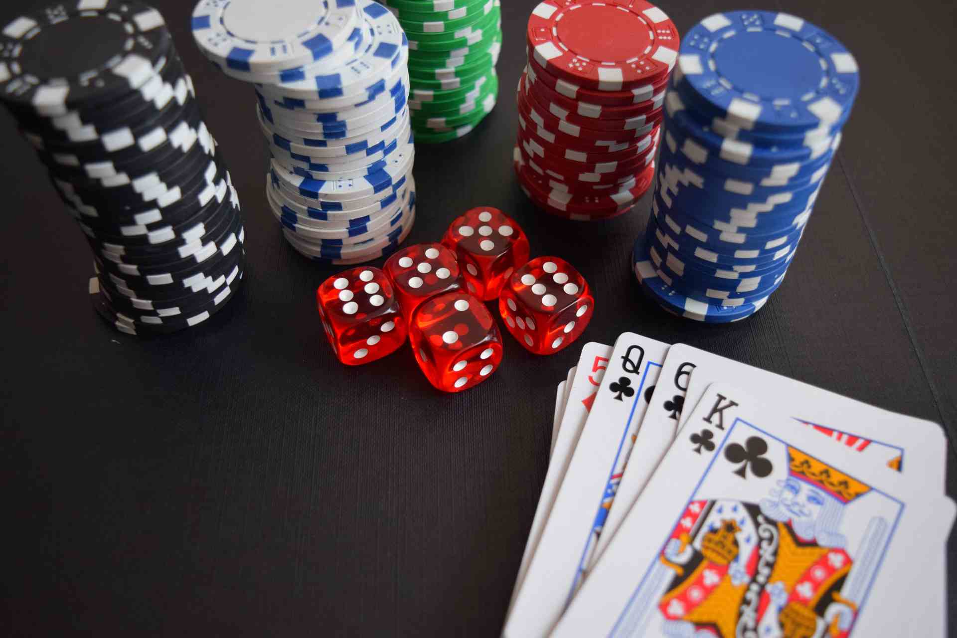 Cards, chips, and dices for gambling
