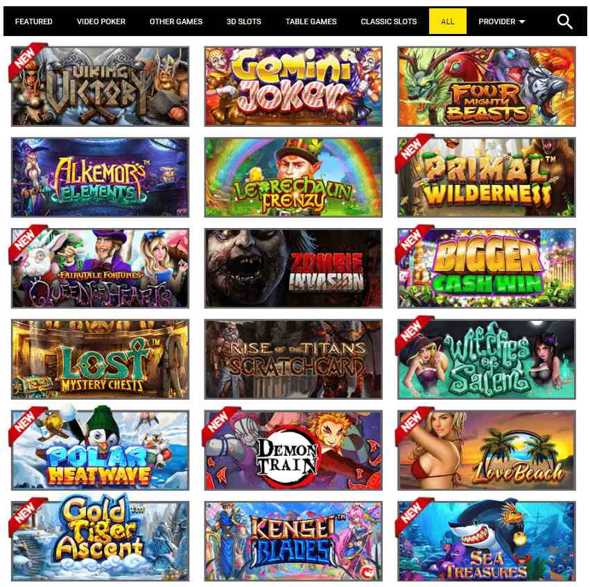 Silveredge Casino Games Categories